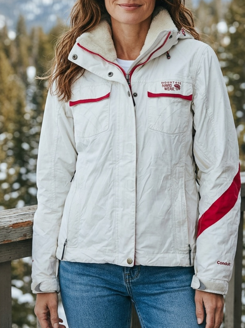 Mountain Hardwear Women's Conduit Waterproof Winter Ski Jacket White/Red